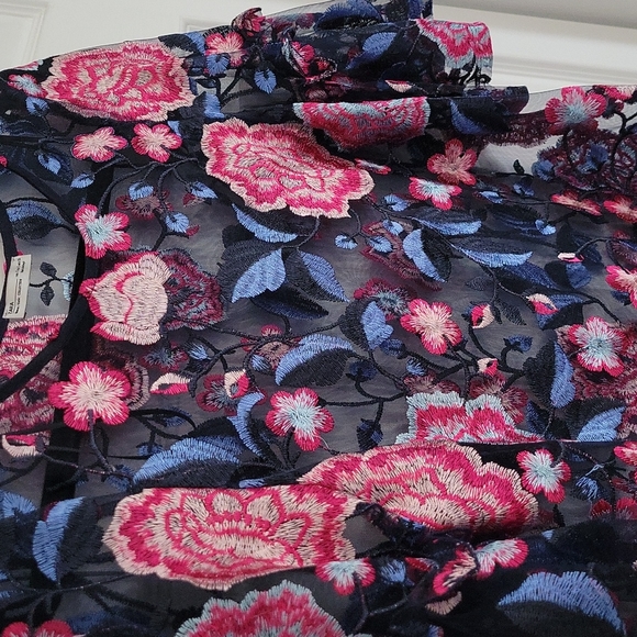 Zara Sheer Floral Embroidery Blouse - Picture 4 of 8